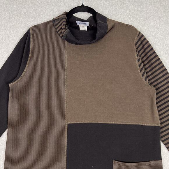 Iridium Color Block Reversible Pima Cotton Cowl Neck Long Sleeve Tunic Size XS - Picture 3 of 11